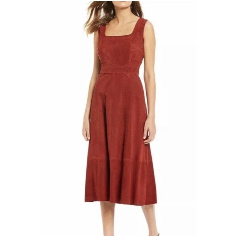 NWT ANTONIO MELANI Rich Red Midi Dress Size 8